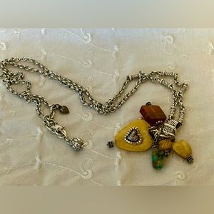 BRIGHTON 30” Silver tone Necklace with Multiple Charm Pendant